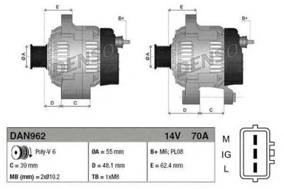 DENSO GENERADOR (14V 70A) TOYOTA YARIS 1.0/1.3 04  