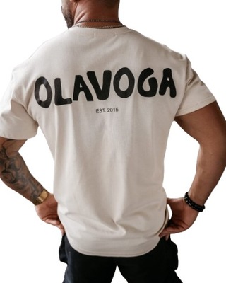 T-shirt męski OLAVOGA SAYER beż - XL