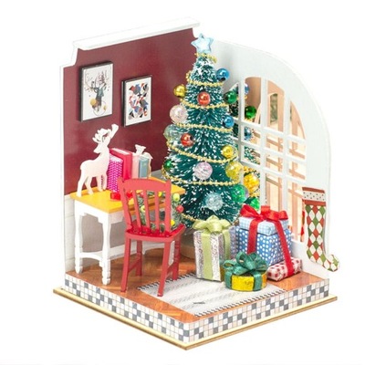 Miniaturowy domek Świąteczny boże narodzenie DIY