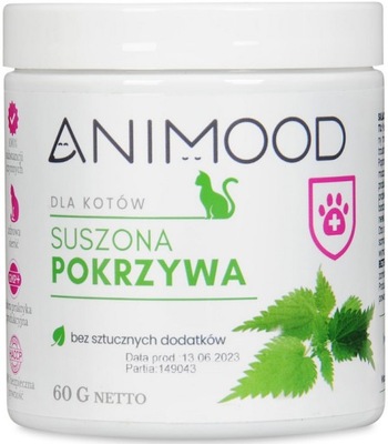 ANIMOOD Suplement Suszona pokrzywa dla kotów 60g