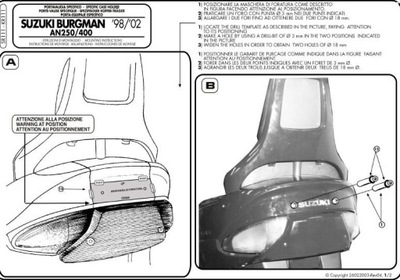 CABALLETE PLACA KAPPA MALETERO SUZUKI BURGMAN 250 400  