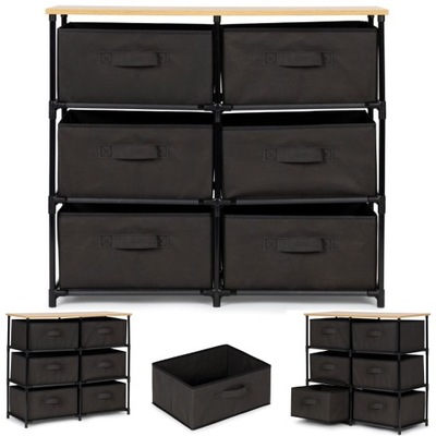 SZAFKA TEKSTYLNA, MATERIAŁOWA, REGAŁ, 6 KOSZY, SZARY