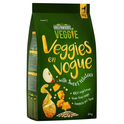 Greenwoods Veggie 3kg.Bataty z Soczewicą,Jabłkiem,Dynią Sucha Karma dla Psa