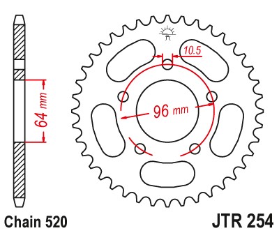 ENGRANAJE PARTE TRASERA DE ACERO JTR254-37 37Z TAMAÑO 520  