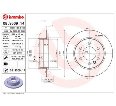 BREMBO ДИСК ТОРМОЗНОЙ 298X16 P MERCEDES-BENZ