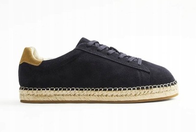 ZARA GRANATOWE SKÓRZANE BUTY ESPADRYLE 40