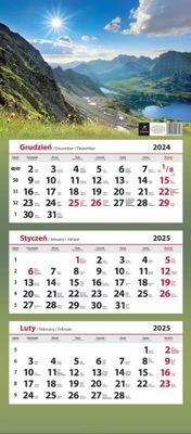 Kalendarz ścienny TRÓJDZIELNY Tatry 2025