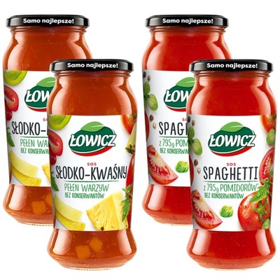 Sos do makaronu Łowicz spaghetti i słodko-kwaśny 4x500g