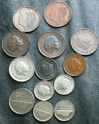 Holandia zestaw 13x - 1, 5, 10, 25 cent 1963 -1996