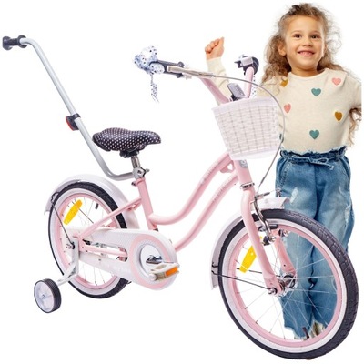 Rowerek dla dziewczynki prezent rower 16 cali dziecięcy 4-6 lat prowadnik