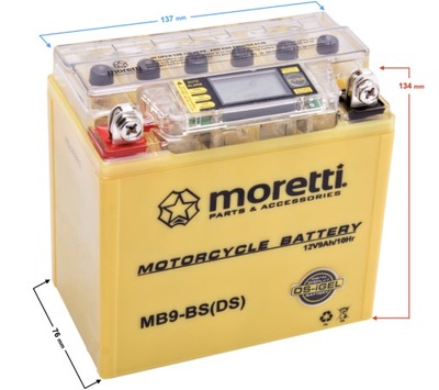 АККУМУЛЯТОР MORETTI AGM (I-GEL) MB9-BS ZE WSKAŹNIKIEM