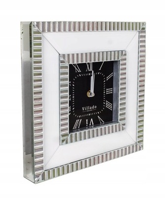 Zegar na ścianę srebrny biały czarny glamour 30x30