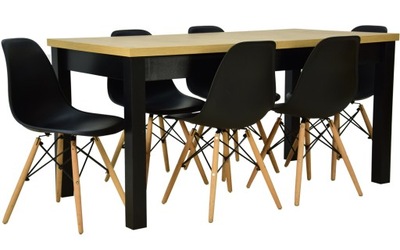 Zestaw stół rozkałdany 80x160/200 DĄB i 6 krzeseł