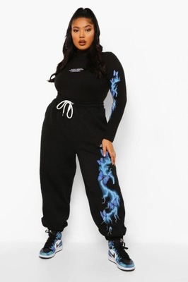 BOOHOO PLUS SPODNIE DRESOWE Z NADRUKIEM 5XL