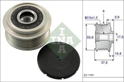 INA 535 0135 10 RUEDA PASOWE/SPRZEGLO ALTERNADOR  