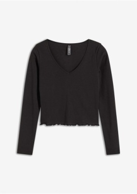 BPC SHIRT Z FALBANKĄ Z DŁUGIM RĘKAWEM W KOLORZE CZARNYM 48/50