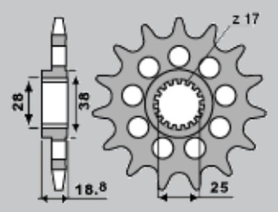 JR ЗУБЧАТКА ПЕРЕДНЯЯ 2078 17 APRILIA RSV 1000 04-08