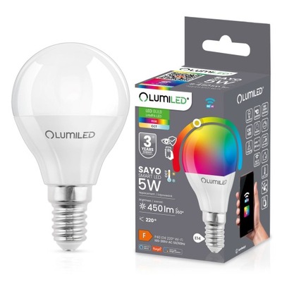 Żarówka LED E14 P40 5W = 40W RGB CCT Ściemnialna Inteligentna WiFi LUMILED
