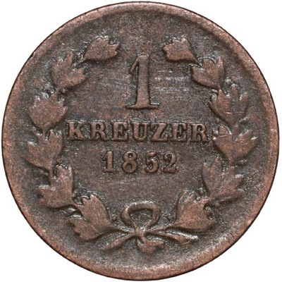 Badenia 1 krajcar kreuzer 1852