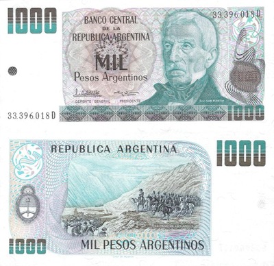 Argentyna 1983-1985 ND - 1000 Pesos argentinos Pick 317 UNC