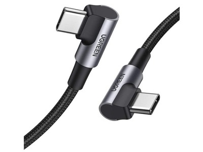 Kabel USB-C do USB-C kątowy UGREEN US323, PD, 3A 60W, 2m (czarny)