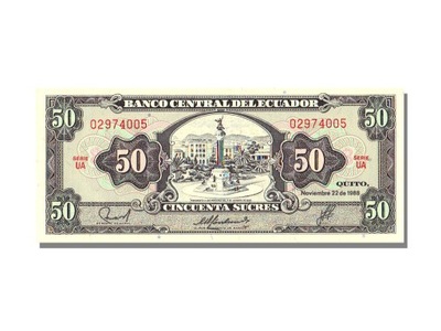 Banknot, Ekwador, 50 Sucres, 1988, 1988-11-22, KM: