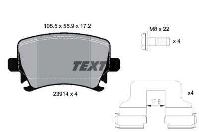 TEXTAR КОЛОДКИ ТОРМОЗНЫЕ ЗАД AUDI A3 A4 B6 A4 B7 A6 ALLROAD C6 A6 C6