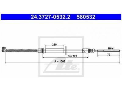 ATE ТРОС ТОРМОЗА РУЧНОГО FIAT SCUDO 95-06 ЛЕВЫЙ T