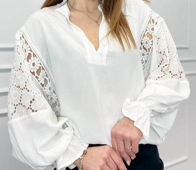 Koszula biała z koronką r. uniw.