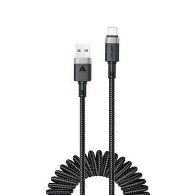 Kabel Acefast C14-04 USB-A - USB-C sprężynowy 480Mb/s 3A 1.2m - czarny