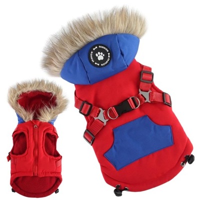 Ubranko dla psa na zimę ocieplane z SZELKAMI i kapturem 3w1 kurtka XL