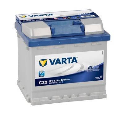 АКУМУЛЯТОР АВТОМОБІЛЬНИЙ VARTA BLUE DYNAMIC 12V 52AH 470A P+ C22