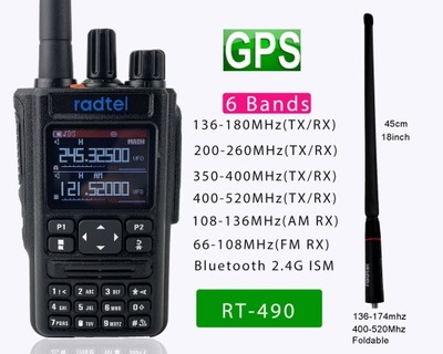 Radtel RT-490 (opcja GPS Blutooth) amatorska szynka