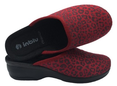 INBLU KAPCIE KLAPKI DAMSKIE KOTURNY BJ140 BAMBOSZE DOMOWE WYGODNE BORDO 40