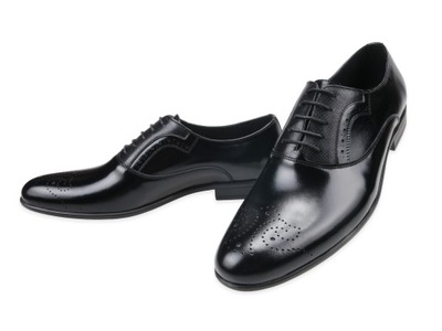 Eleganckie czarne skórzane buty half-brogues 6518