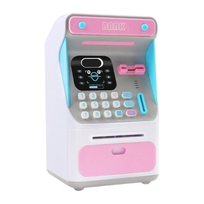 Bankomat elektroniczny kod skarbonki moneta gotówka różowy