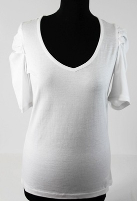 T-shirt biała rękaw z fałdką 100% Bawełna R 36/38