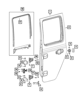 Двері задні ліва оригінал jeep wrangler jl 2018 фото №1