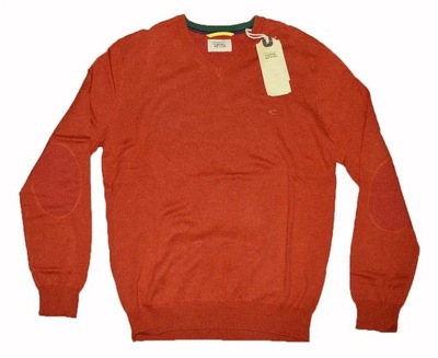 Sweter CAMEL ACTIVE bawełna cienki V-NECK ŁATY M
