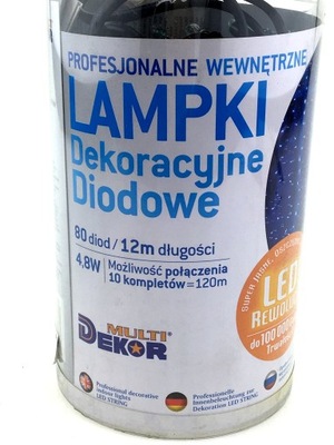 LAMPKI CHOINKOWE PROFESJONALNE NIEBIESKIE 80 LED