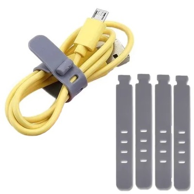 4X PASEK OPASKA KLAMRA ORGANIZER DO KABLI PRZEWODÓW SILIKONOWY ZESTAW