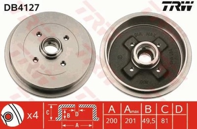 TRW DB4127 БАРАБАН ГАЛЬМІВНИЙ SEAT AROSA 97-04/ CORDOB