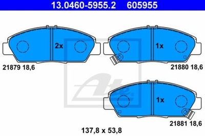 ATE 13.0460-5955.2 КОЛОДКИ ТОРМОЗНЫЕ ПЕРЕД HONDA ACCORD PRELUDE 92-00