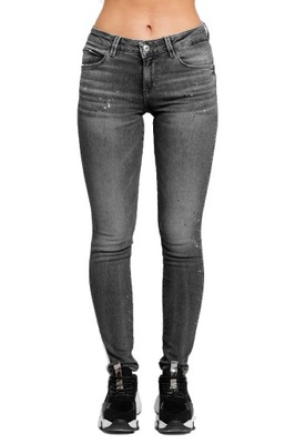 GUESS - szare jeansy damskie z brokatem 28/30