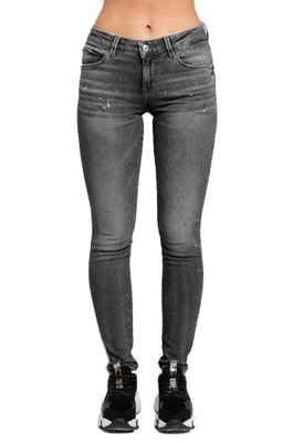 GUESS - szare jeansy damskie z brokatem 29/30