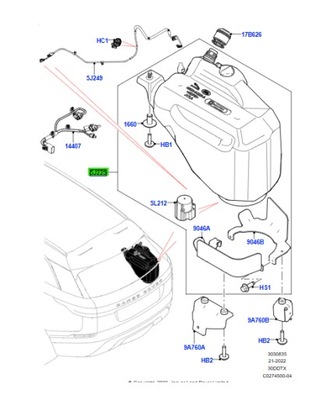 Бак ad blue def jaguar f-pace range rover velar t4a30477 lr114289 фото №1