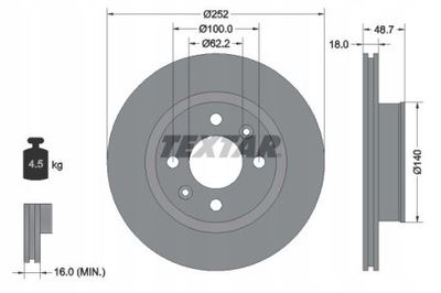 DISCO DE FRENADO TEXTAR 92196503 HYUNDAI KIA  