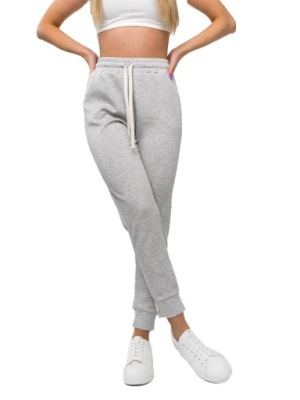 SPODNIE DRESOWE JOGGERY DAMSKIE SZARE W7803 DENLEY_M