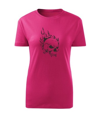 Koszulka T-shirt damska K284 CZASZKA CREEPY różowa rozm XXL