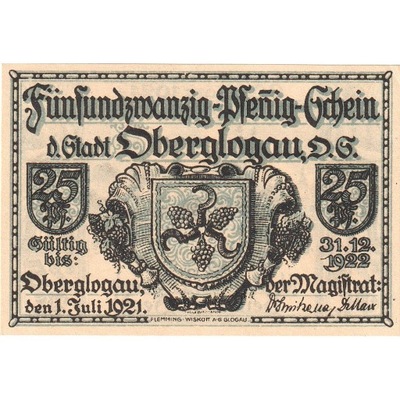 Banknot, Niemcy, Oberglogau, 25 Pfennig, paysage 1